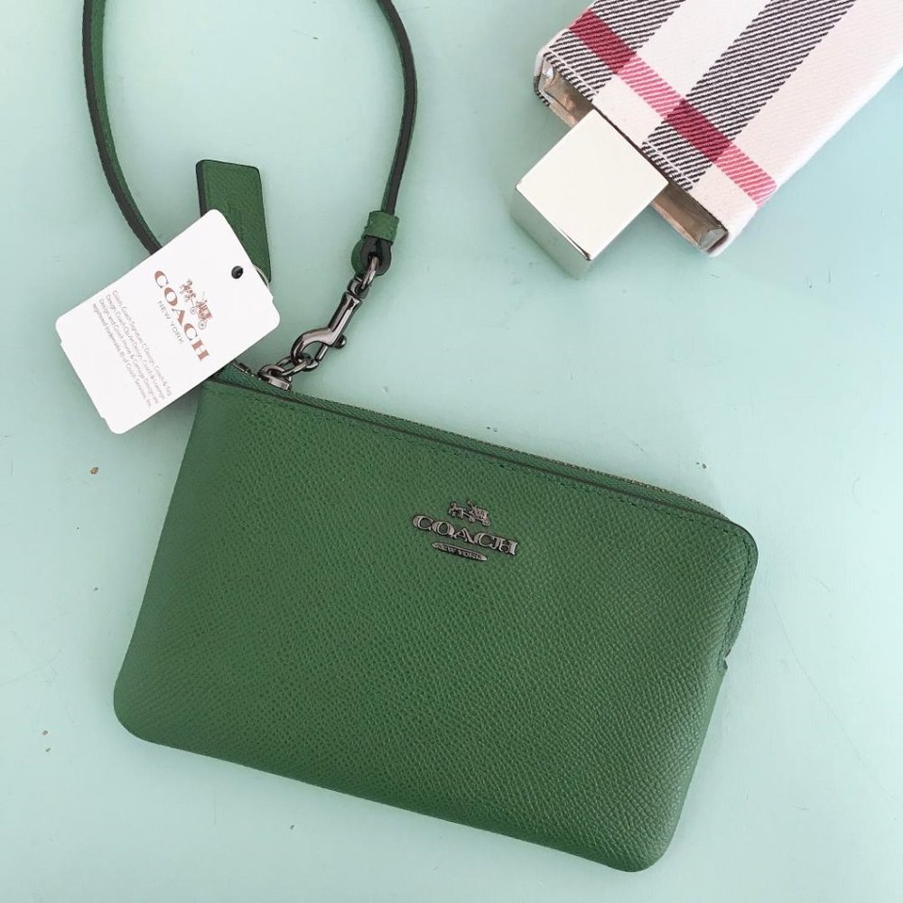 Coach Green Leather Wristlet NWT